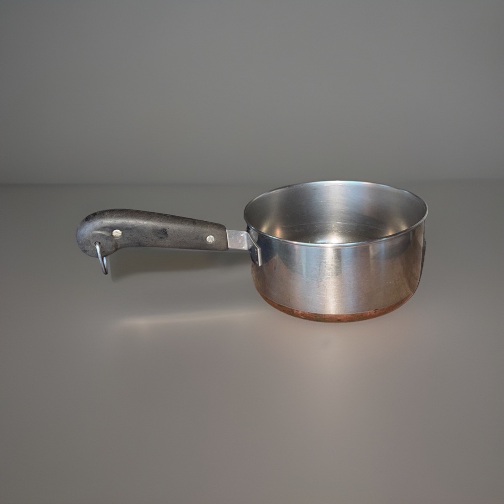 Vintage Revere Ware 2 qt Sauce Pan, Copper Bottom, Stainless Steel, With Lid
